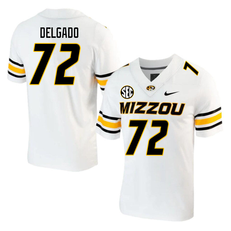 Men #72 Xavier Delgado Missouri Tigers College 2023 Football Stitched Jerseys Sale-White